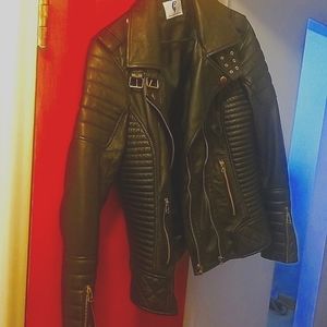 Black leather jacket chamois fit